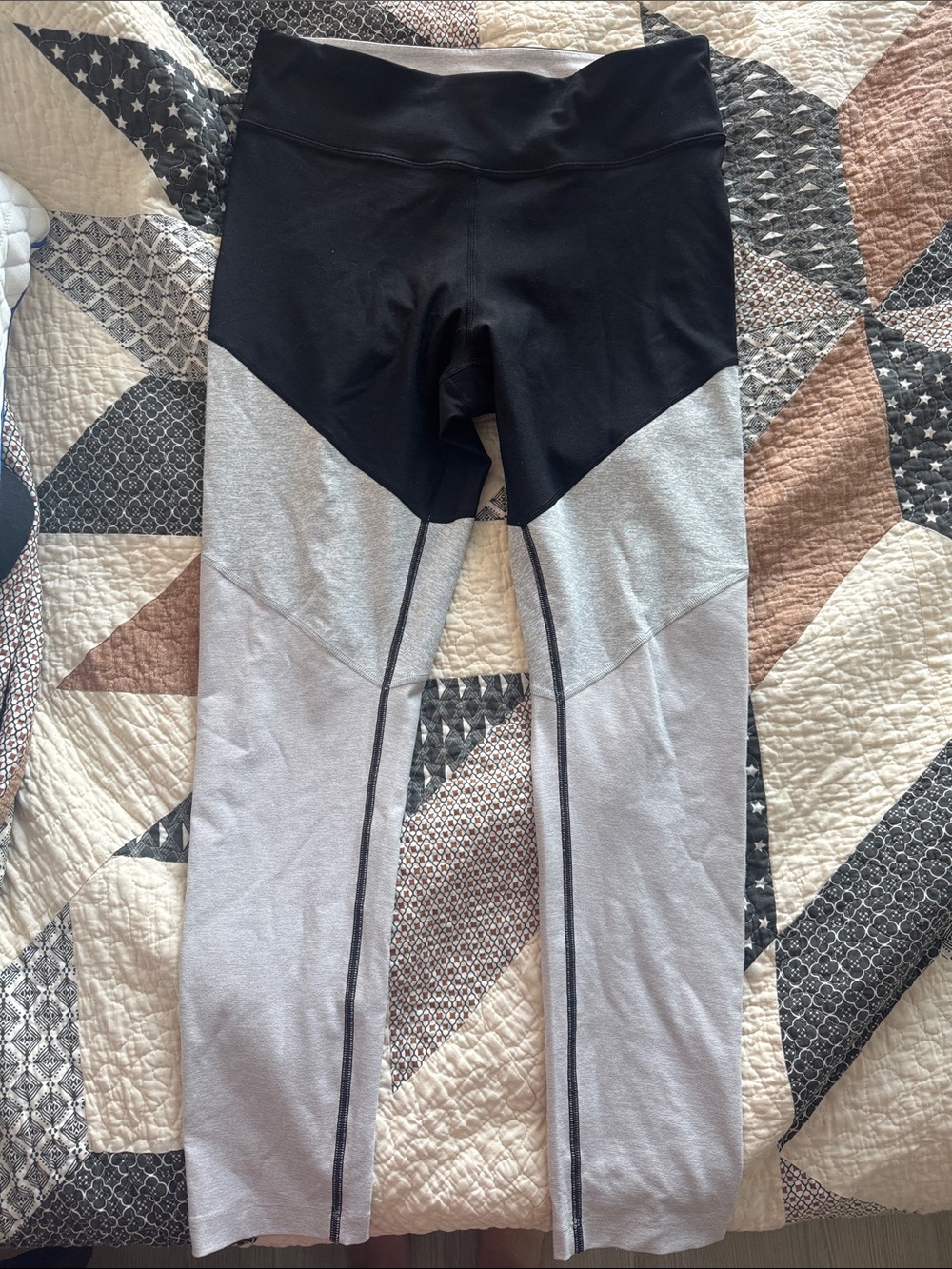 Outdoor Voices Black and Light Gray Colorblock Leggings